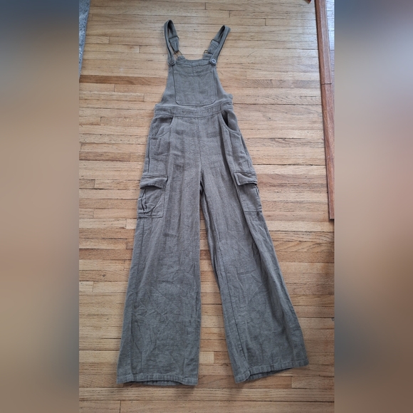 flat white Pants - Linen Overalls